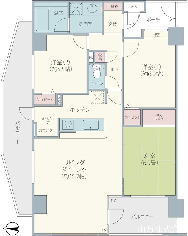 ダイアパレス勝田台 77㎡の３LDK角部屋