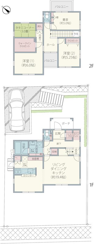佐倉市宮ノ台5丁目　平成27年築のこだわり注文住宅 間取図・土地図