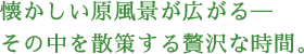 懐かしい原風景が広がる その中を散策する贅沢な時間。