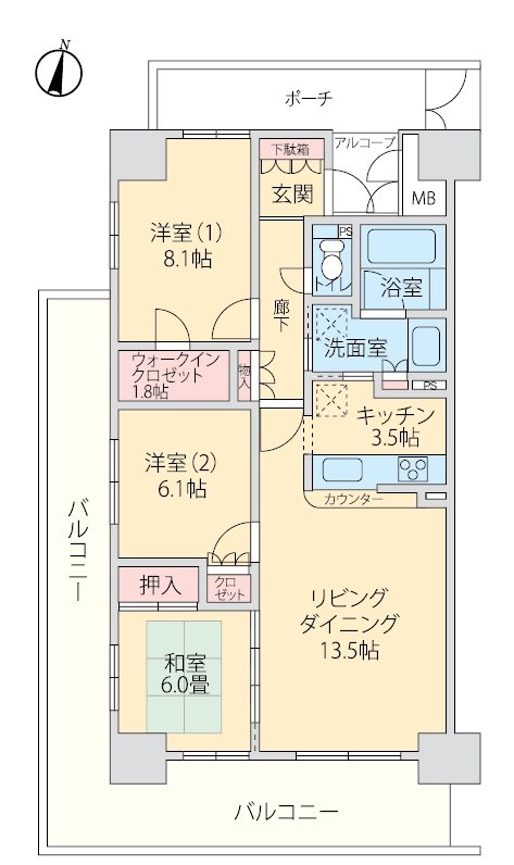 プレシオ・南ユーカリが丘 間取り