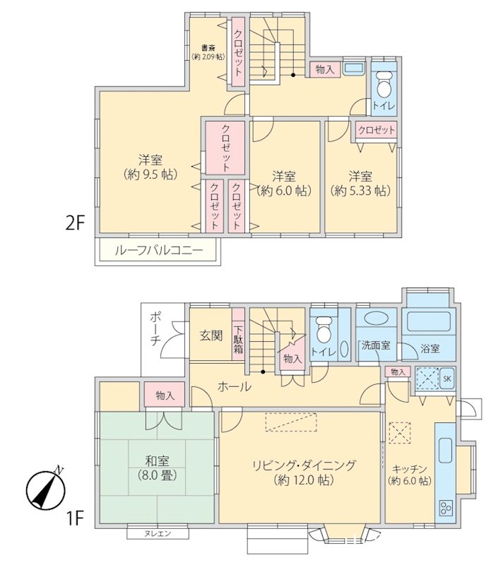 八千代市上高野　大型一戸建て 間取図・土地図