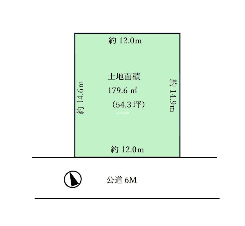 佐倉市ユーカリが丘2丁目　南６M公道　建築条件なし売地　更地済 間口約12mの整形地