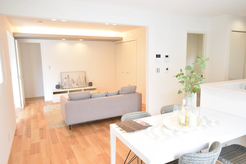 富里市七栄　新築戸建　平屋　フリースタイル畳コーナーの家 内観写真（リビング）