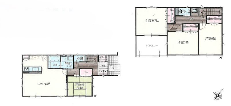 富里市七栄　全29棟の新築分譲　18号棟 間取図・土地図