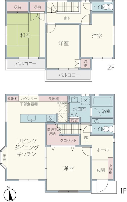 ユーカリが丘1丁目お庭で桜を楽しむ中古戸建 建物面積100㎡超！4部屋全室南側に面したプランです。※現況有姿・経年につき契約不適合責任免責※