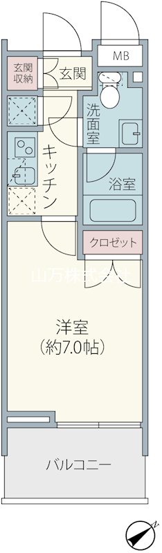 パレステュディオ芝浦シティ　田町駅720M １K