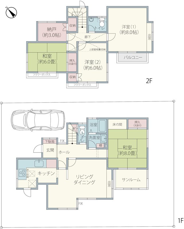 佐倉市ユーカリが丘1－33－5　戸建 間取図・土地図