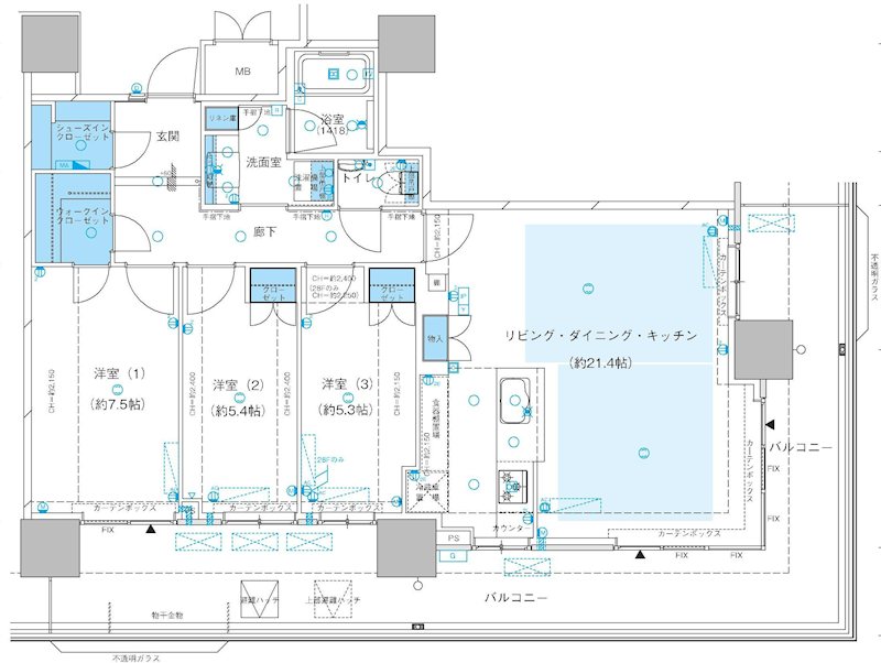 ユーカリが丘スカイプラザ・ミライアタワー　20階南西角のお部屋 間取図