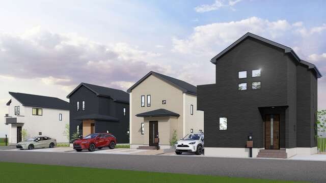 【新築戸建】富里市御料の長期優良認定住宅（全9棟） ２号棟 分譲済街並み写真