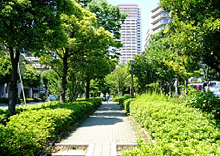 ガーデンラベニュー・南ユーカリが丘３街区 駅に向かう歩道の様子